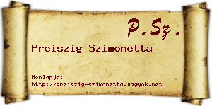 Preiszig Szimonetta névjegykártya